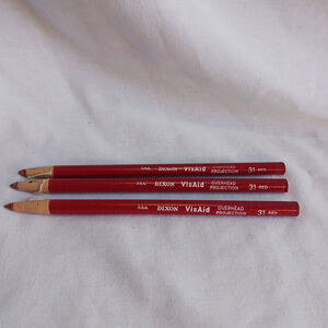 Vintage Dixon VisAid Red Overhead Projection Markers Set of 3